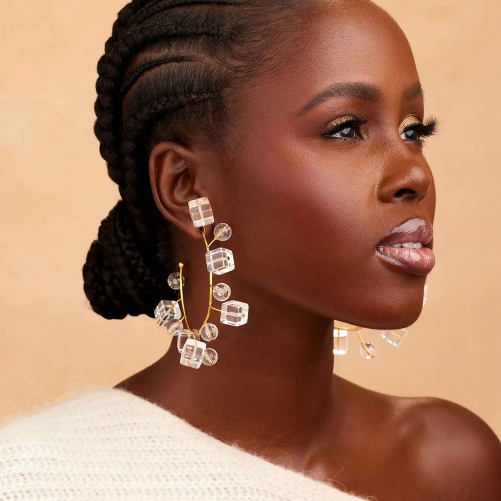 Shop Khoi Gold and Acrylic Veda Hoop Earrings